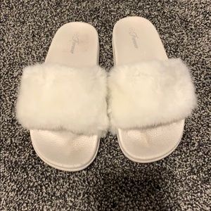Fluffy slip ons
